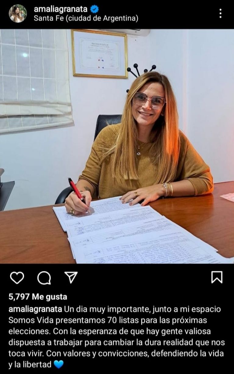 Amalia Granata ya concretó su armado en Santa Fe