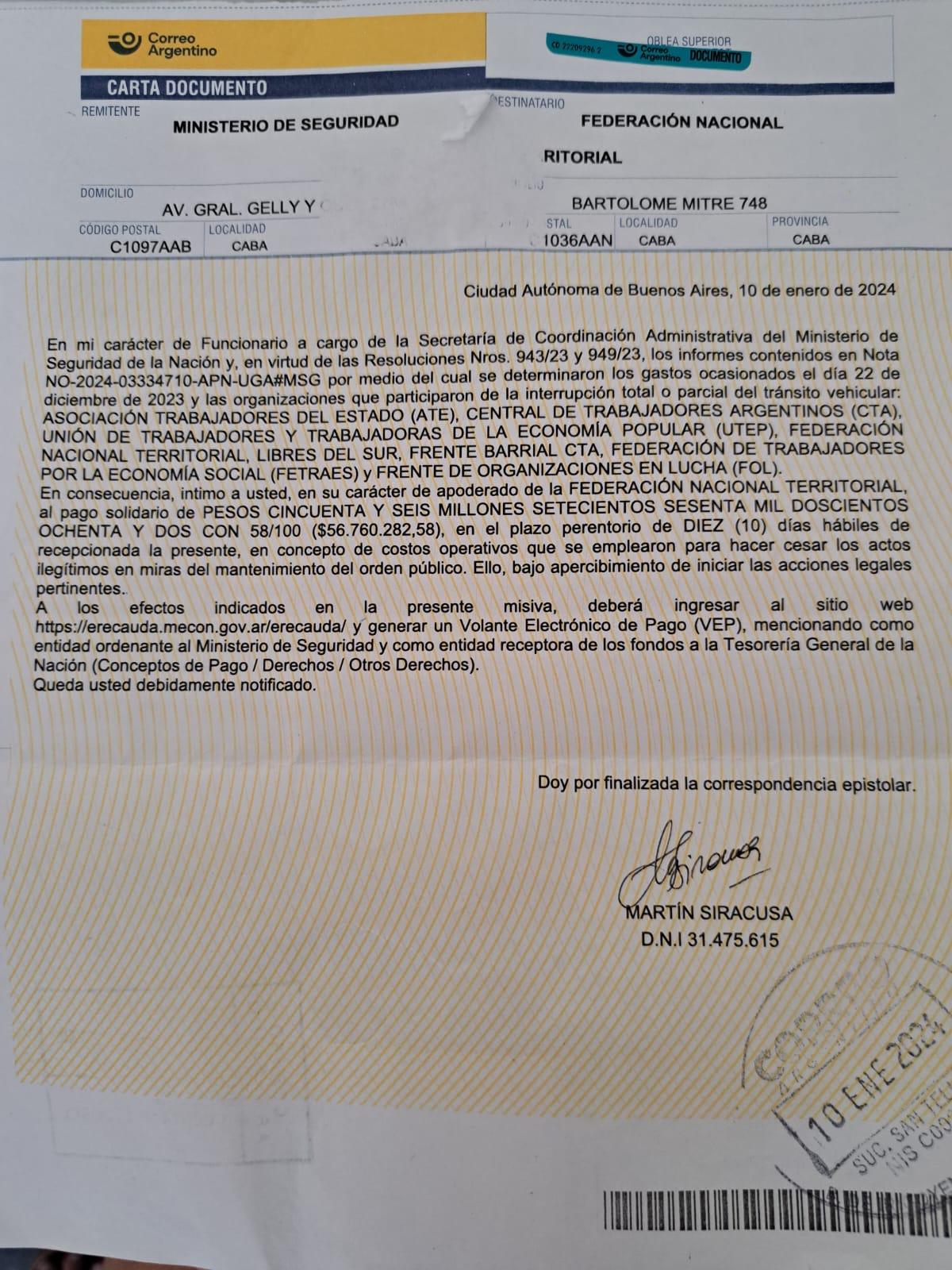 La CTA denuncia persecución política